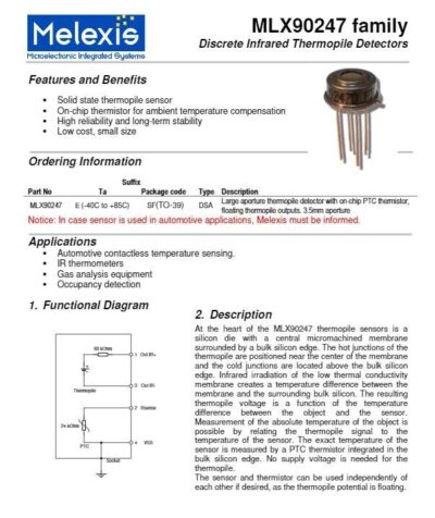 [90 Pcs] MLX90247 Melexis Infrared Thermopile Detector TO-39