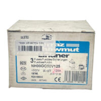 3x FERRAZ-SHAWMUT NH00GG50V125 Electronic NH00, 125A 500V Thermal Fuse
