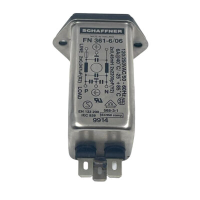 5x SCHAFFNER FN 361-6/06 LINE FILTER + FUSE 6A PLUG 3 POS 250VAC 7.3A