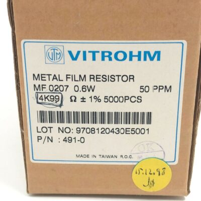 4700X Pcs - Vitrohm 4K99 0.6W 1Ω Metal Film Resistor MF 0207 - Part 491-0
