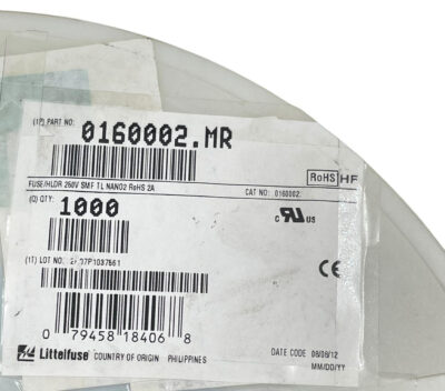 [276 Pcs] 0160002.MR Littelfuse SMT FUSE/HLDR 250V