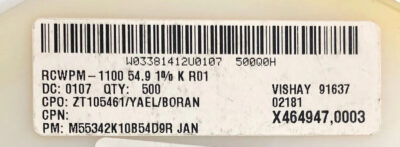 400PCS MILITARY DALE M55342K10B54D9R DC: 0107