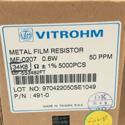 4900X Pcs - Vitrohm 34K8 0.6W 1Ω Metal Film Resistor MF 0207 - Part 491-0