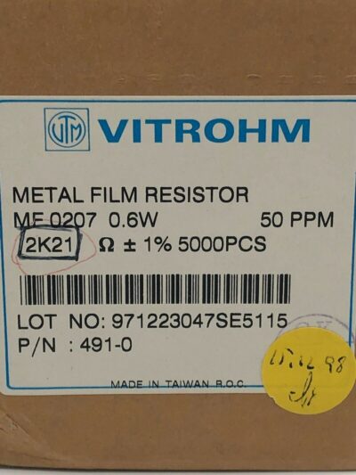 4700x Vitrohm 2K21 0.6W 1Ω Metal Film Resistor - ME0207 - Part 791-0