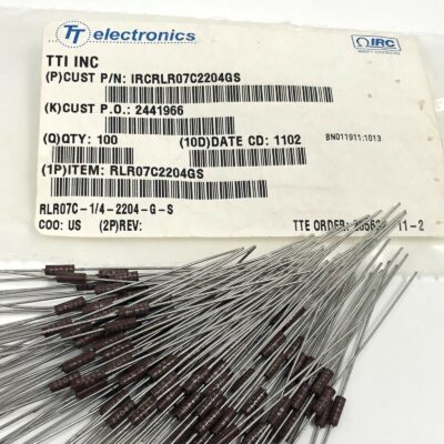 100 Pcs - TT Electronics RLR07C2204GS Resistor Fixed 2.2M Ohm 2% 0.25W(1/4W) NOS