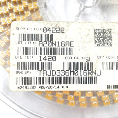 500 PCS TAJD336M016RNJ KYOCERA AVX 33µF Tantalum Capacitors 6V 2917 DC:14+
