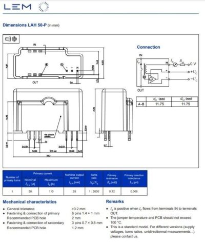 18x LEM Current Transducer LAH 50-P Current Sensor 50A 1 Channel Hall Effect