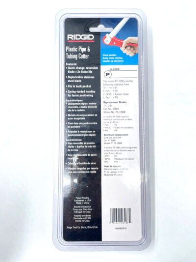 PC-1250 1/8"- 1-5/8" OD PVC Pipe Tubing Cutter CPVC PP PEX PE Ridgid