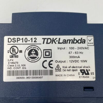 Tdk-Lambda DSP10-12 Din Rail Power Supply Input 100-230 VAC Output 12VDC 10 Watt