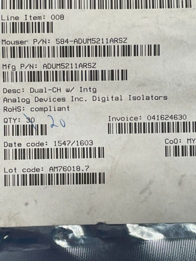 QTY 15 Lot - Analog Devices ADUM5211ARSZ Digital Isolator DC15