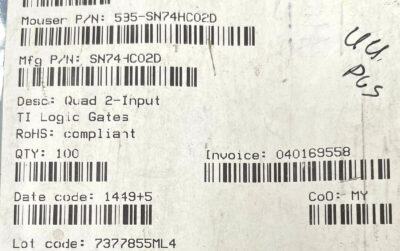 44 PCS SN74HC02D Texas Instruments NEW OEM