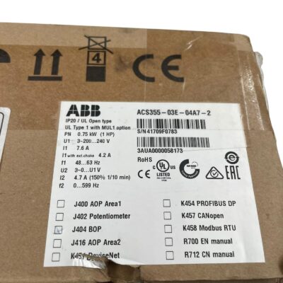 NEW ABB INVERTER ACS355-03E-04A7-2 0.75kW 1HP 200-240V