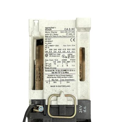 Sprecher+Schun CA3-3-10 + CA 3-9C Motor Starter