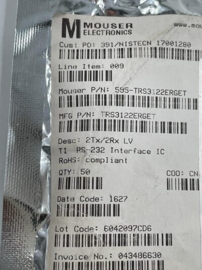 QTY 50 Lot - Texas Instruments TRS3122ERGET RS-232 Interface DC:16+