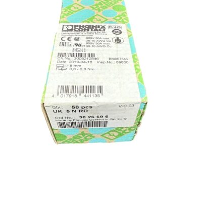 [50 PCS] Phoenix Contact UK 5 N RD Terminal Block
