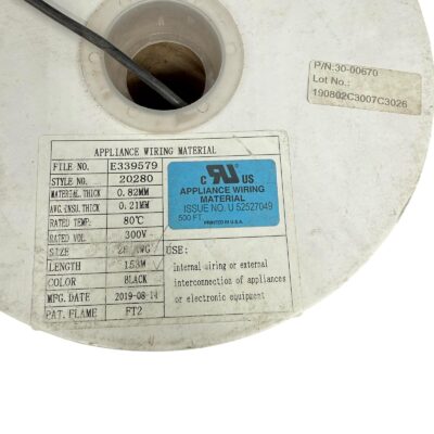 500 Ft 30-00670 Tensility 4 Conductor Multi-Conductor Cable Black 28 AWG Braid
